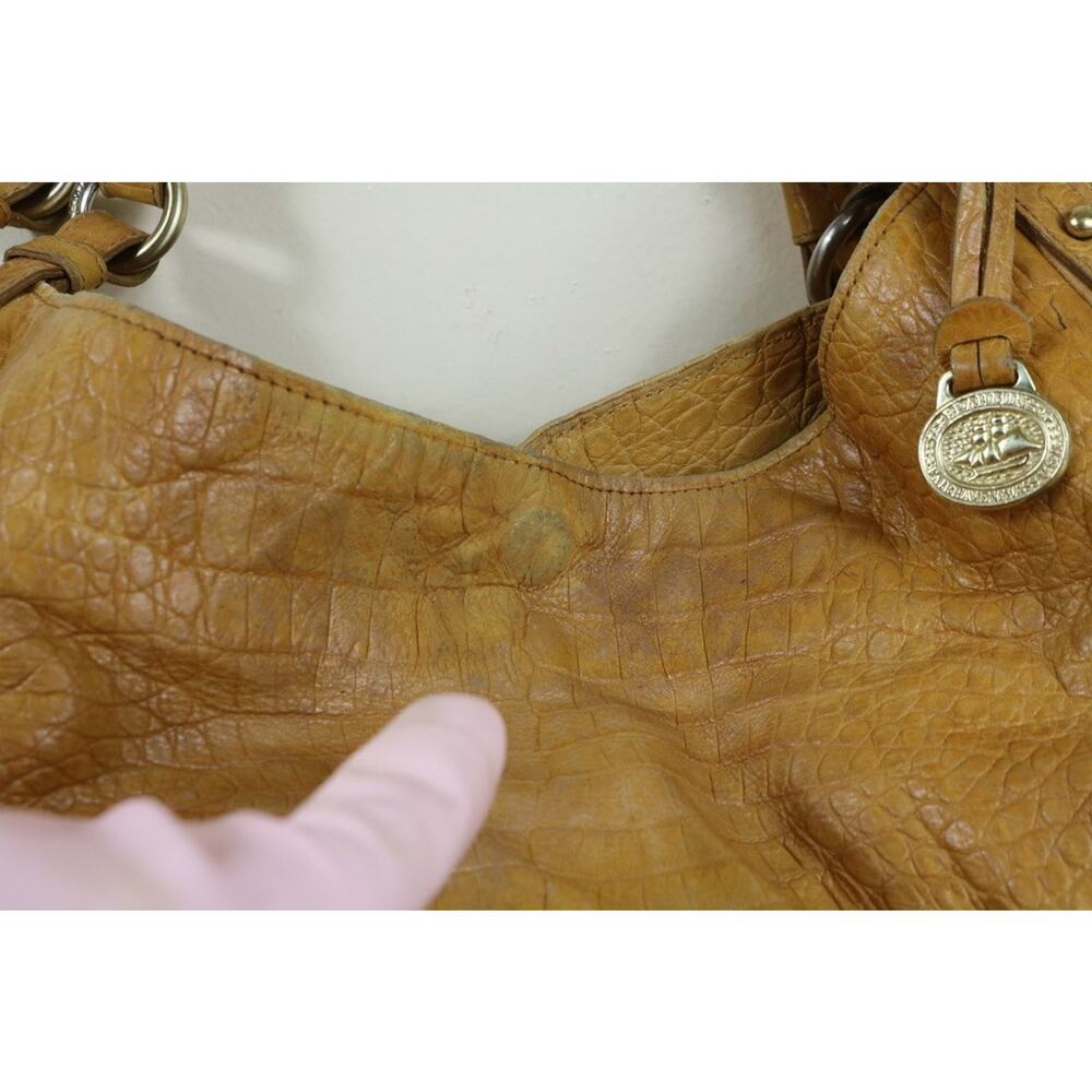 Brahmin HOBO TOTE Croc Embossed L JACQUELINE Brown Yellow Leather Shoulder Bag - Picture 16 of 16